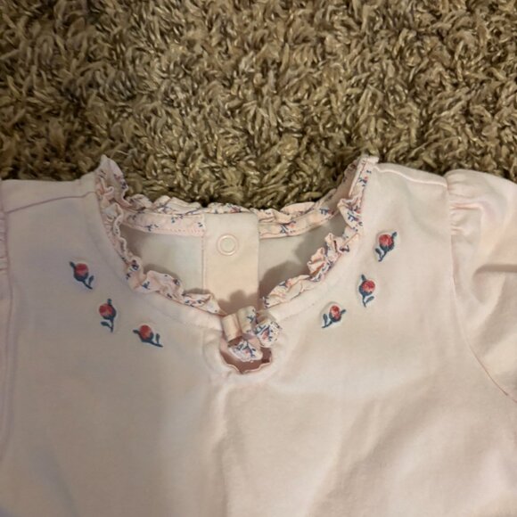 Janie and Jack Light Pink Dress 12-18 Months Rosebud Embroidery Short Sleeve - Picture 2 of 3